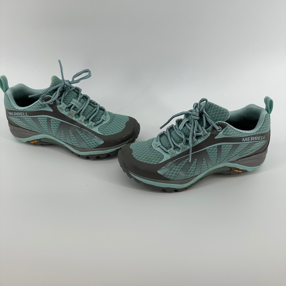 Merrell Siren Edge Womens Size 6 Hiking Shoes Mineral Teal Grey J98286 Vibram